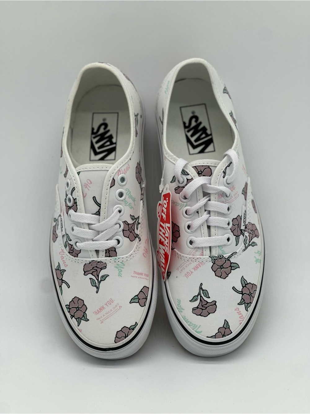Vans White Low-Top Sneakers with Pink Floral Print - Picture 3 of 9